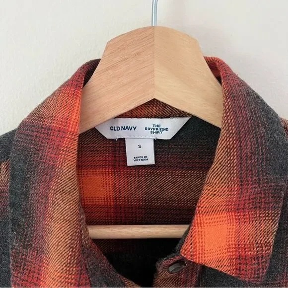 Taylor Swift Evermore Flannel Button Down Shirt Size Small Old Navy Orange Gray - Picture 4 of 9